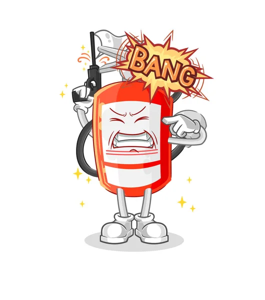 Extinguisher Warning Shot Mascot Cartoon Vecto — Stock Vector