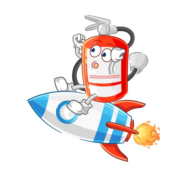 Extinguisher Ride Rocket Cartoon Mascot Vecto — Stockvector