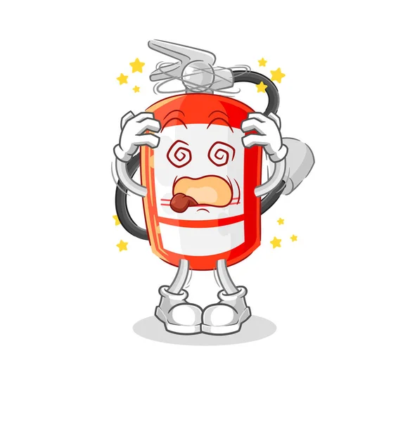 Extinguisher Dizzy Head Mascot Cartoon Vecto — Stock vektor