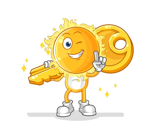 Sun Carry Key Mascot Cartoon Vecto — Stock vektor