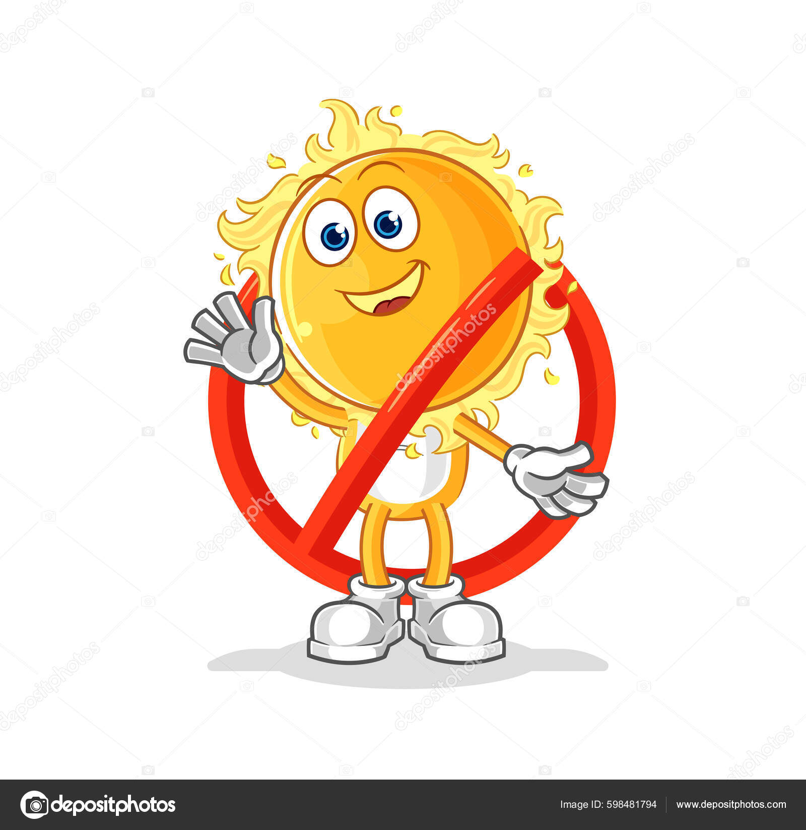 Say Sun Mascot Cartoon Vecto — stockvektor av