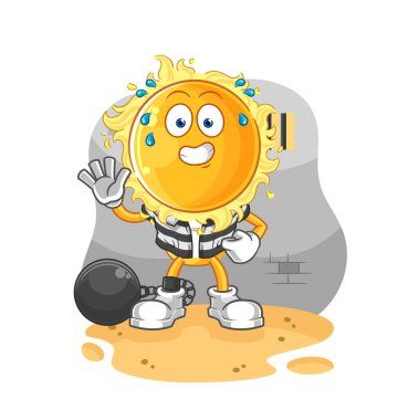the sun criminal in jail. cartoon characte