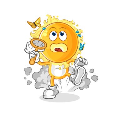 the sun catch butterfly illustration. character vecto