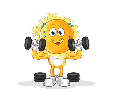 the sun weight training illustration. character vecto