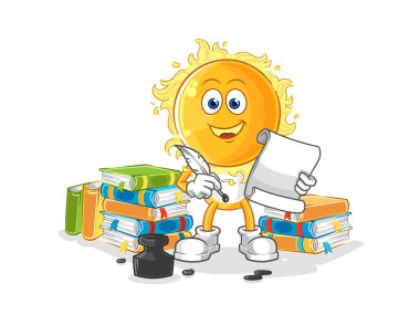 the sun writer vector. cartoon characte