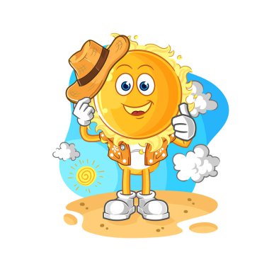 the sun go on vacation. cartoon mascot vecto