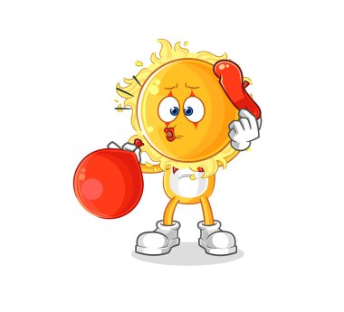 the sun pantomime blowing balloon. cartoon mascot vecto