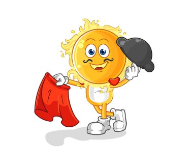 the sun matador with red cloth illustration. character vecto