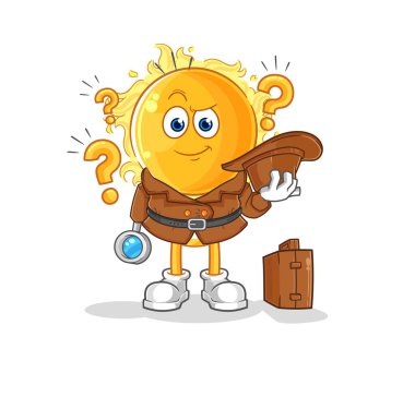 the sun detective vector. cartoon characte
