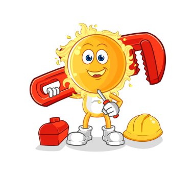 the sun plumber cartoon. cartoon mascot vecto
