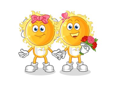 the sun wedding cartoon. cartoon mascot vecto