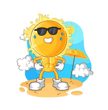 the sun sunbathing in summer. character vecto