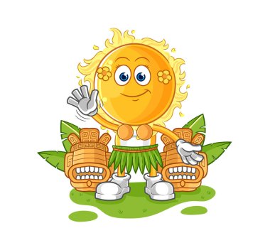 the sun hawaiian waving character. cartoon mascot vecto