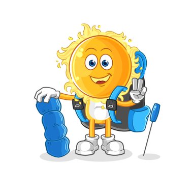 the sun go camping mascot. cartoon vecto
