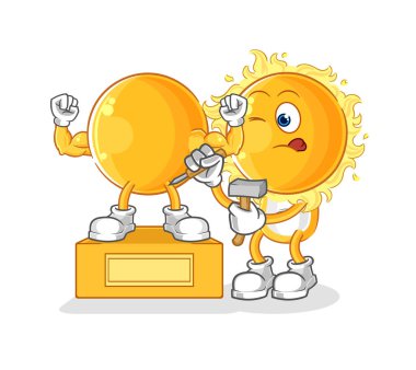 the sun sculptor character. cartoon mascot vecto