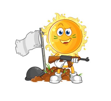 the sun army character. cartoon mascot vecto