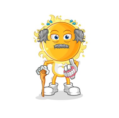 the sun white haired old man. character vecto