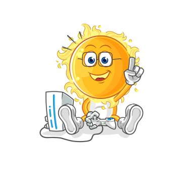 the sun playing video games. cartoon characte