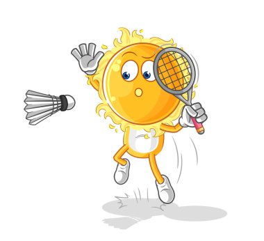 the sun smash at badminton cartoon. cartoon mascot vecto