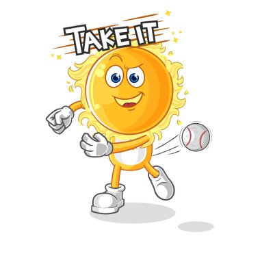 the sun throwing baseball vector. cartoon characte