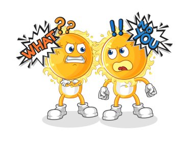 the sun arguing each other cartoon vecto