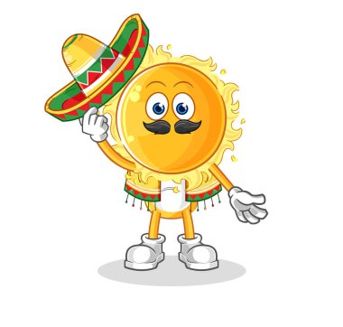 the sun Mexican culture and flag. cartoon mascot vecto