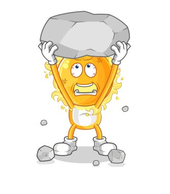 the sun lifting rock cartoon character vecto