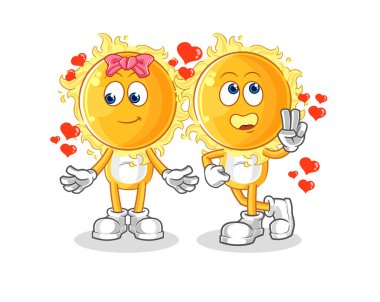 the sun dating cartoon. character mascot vecto