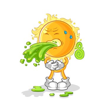 the sun throw up cartoon. cartoon mascot vecto