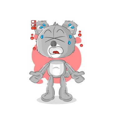 the koala low battery mascot. cartoon vecto