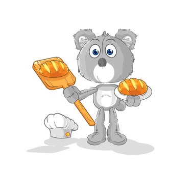 the koala baker with bread. cartoon mascot vecto