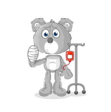 the koala sick in IV illustration. character vecto
