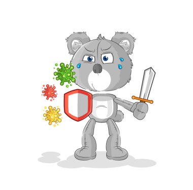 the koala against viruses cartoon. cartoon mascot vecto