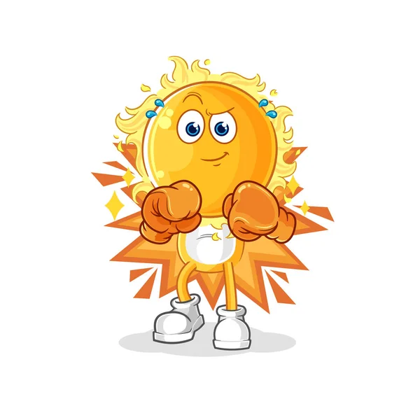 Sun Boxer Character Cartoon Mascot Vecto — Vettoriale Stock