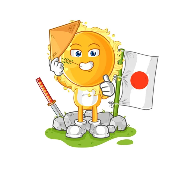 Sun Japanese Vector Cartoon Characte — Stock vektor