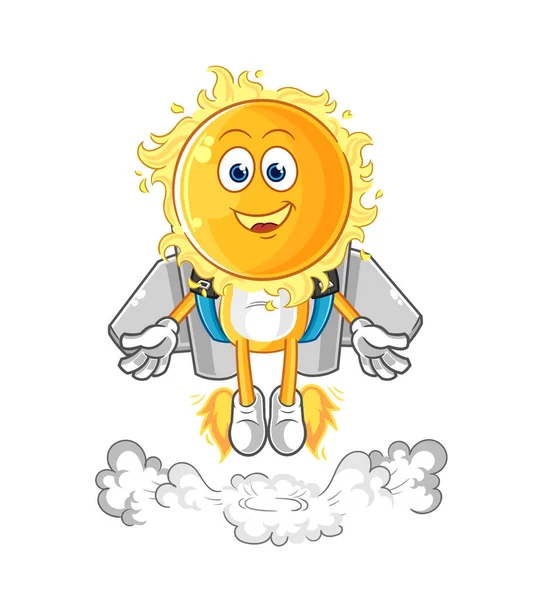 Sun Jetpack Mascot Cartoon Vecto — Wektor stockowy