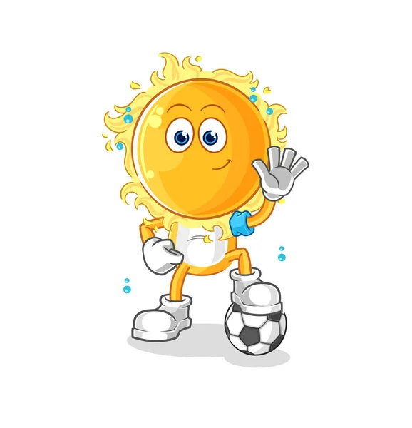 Sun Playing Soccer Illustration Character Vecto — Vetor de Stock