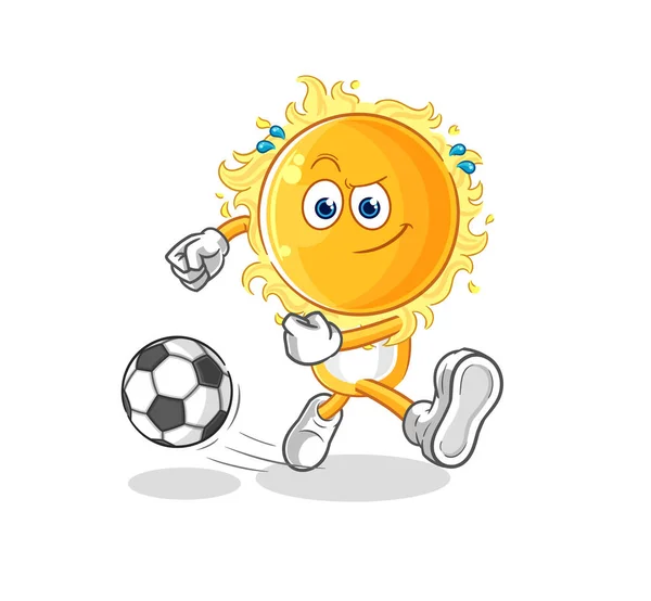 Sun Kicking Ball Cartoon Cartoon Mascot Vecto — 图库矢量图片