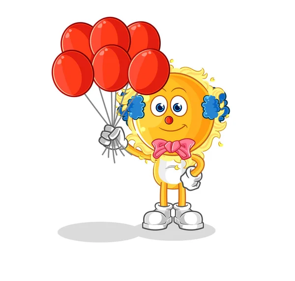 Sun Clown Balloons Vector Cartoon Characte — Stock Vector