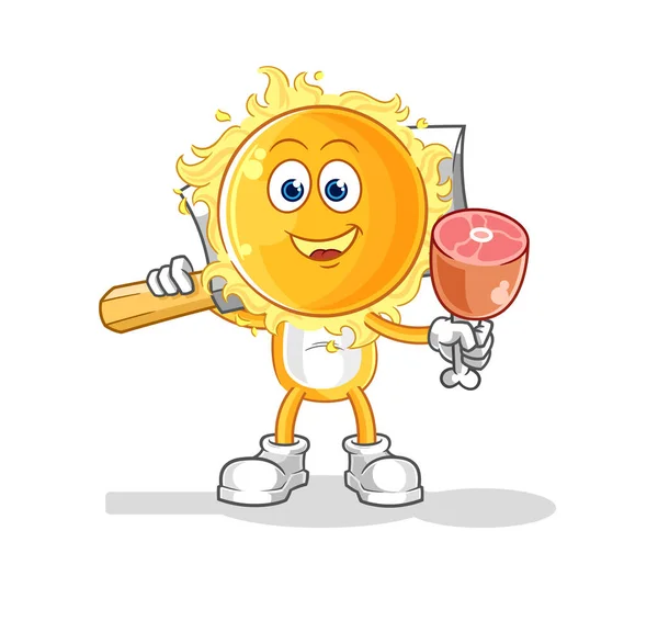 Sun Butcher Illustration Character Vecto — Vetor de Stock
