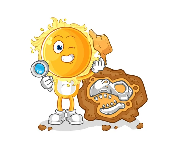 Sun Archaeologists Fossils Mascot Cartoon Vecto — 图库矢量图片