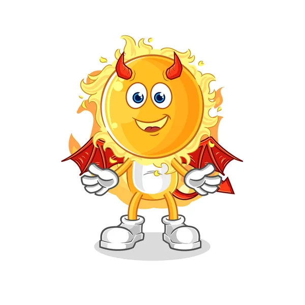 Sun Demon Wings Character Cartoon Mascot Vecto — Wektor stockowy
