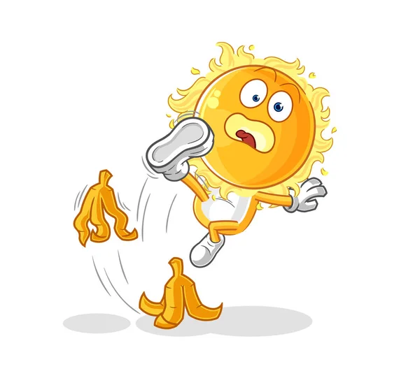 Sun Slipped Banana Cartoon Mascot Vecto — Stockvektor