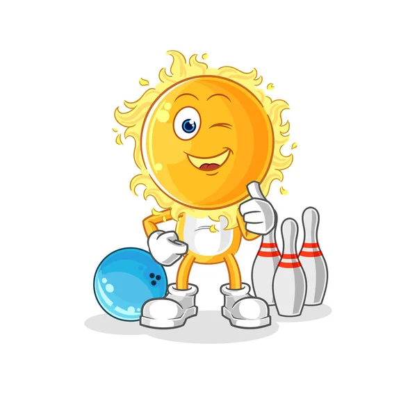 Sun Play Bowling Illustration Character Vecto — 스톡 벡터