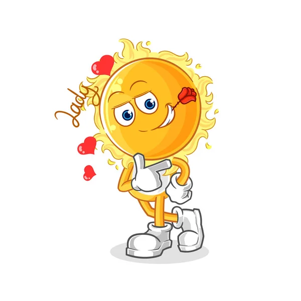 Sun Flirting Illustration Character Vecto — Stock Vector
