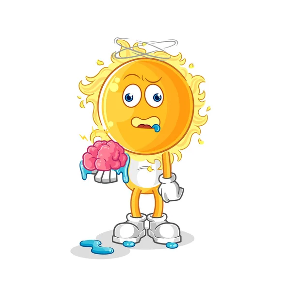 Sun Brain Vector Cartoon Characte — Wektor stockowy