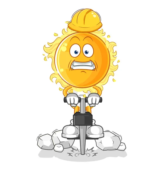 Sun Drill Ground Cartoon Character Vecto — Image vectorielle