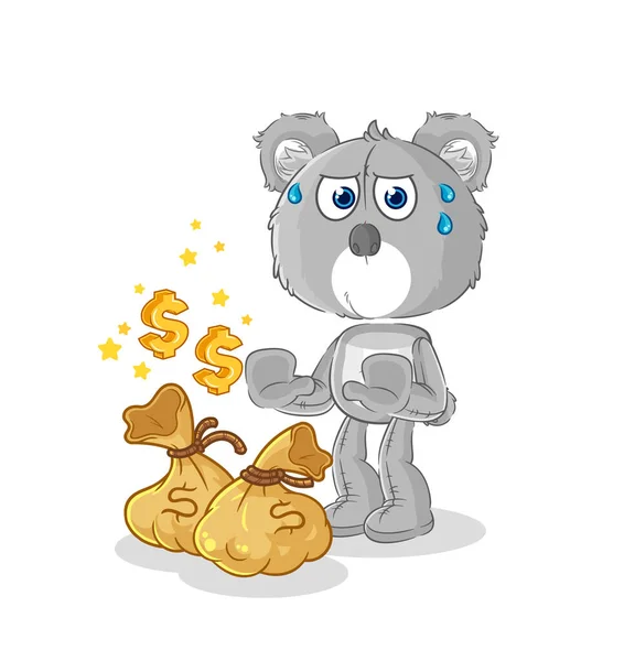 Koala Refuse Money Illustration Character Vecto — Vettoriale Stock