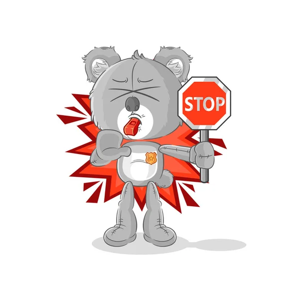 Koala Holding Stop Sign Cartoon Mascot Vecto — Archivo Imágenes Vectoriales