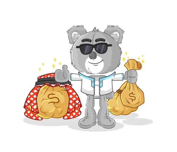 Koala Rich Arabian Mascot Cartoon Vecto — Stock Vector
